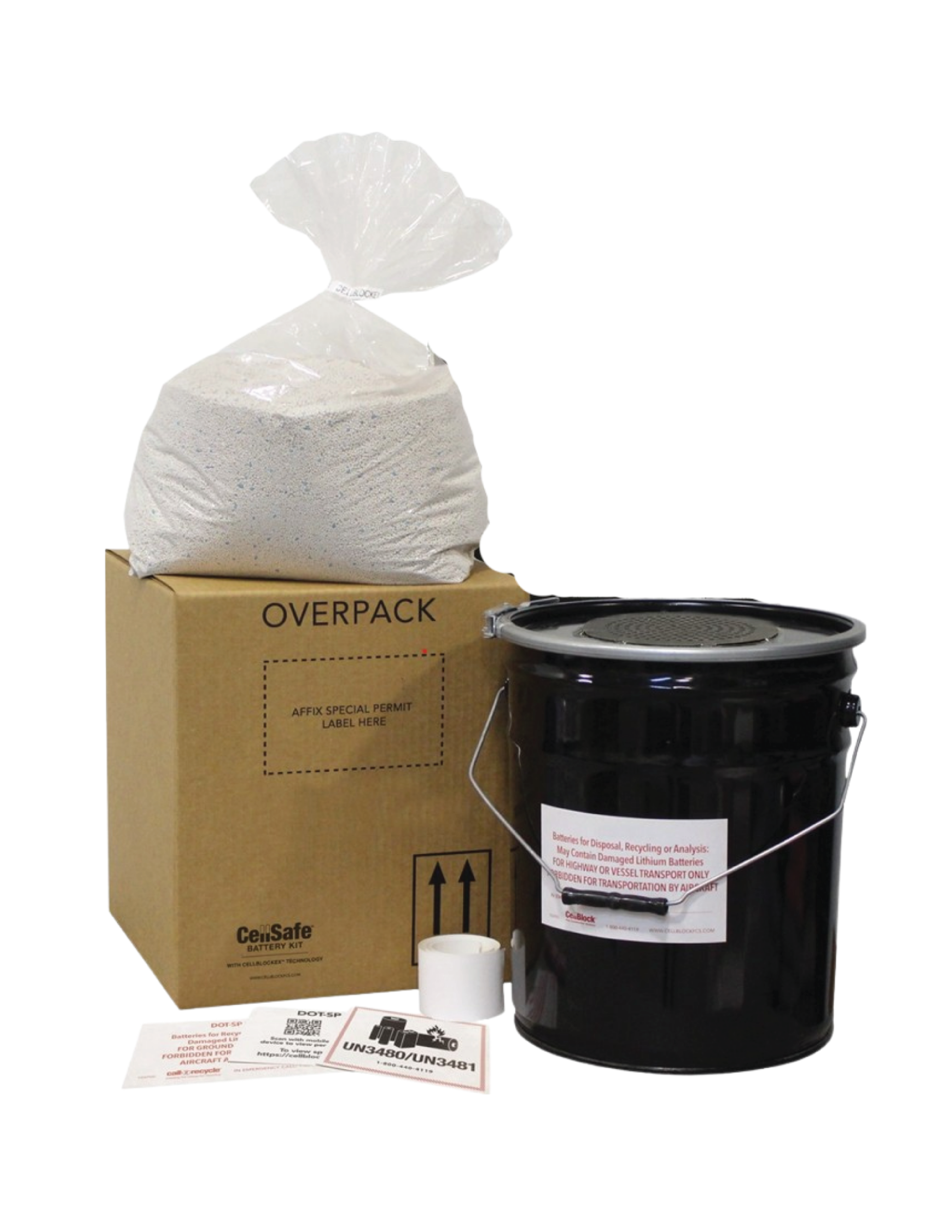 CellSafe Battery Pail with CellBlockEX fire suppression media